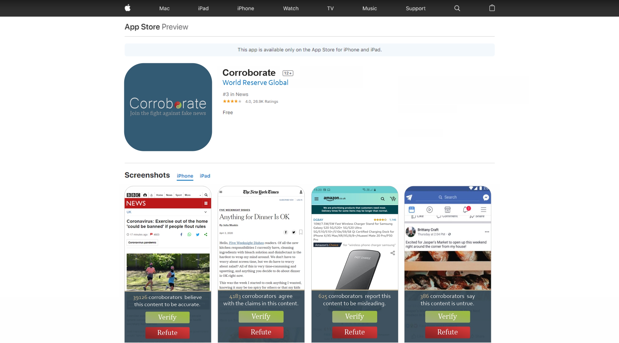 apple.com App Store Preview Corroborate
